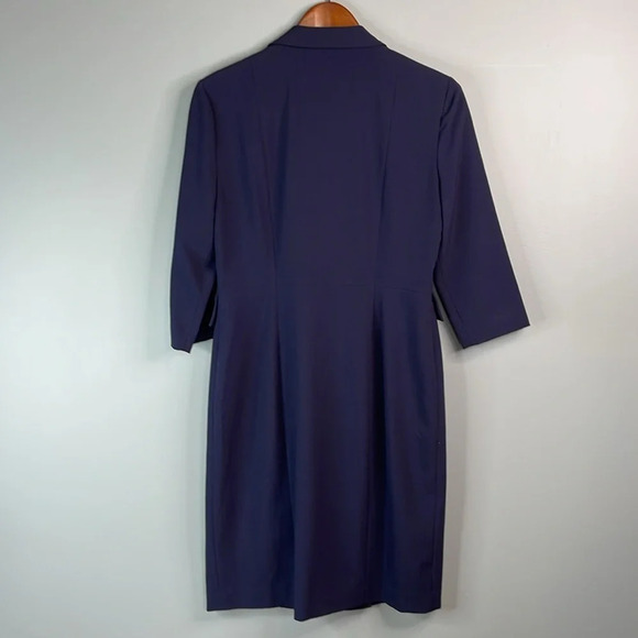 Calvin Klein NWOT Blazer Style Dress Navy Exposed Side Zipper Faux Pockets 8 - Picture 5 of 9